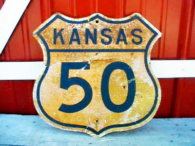 Old Kansas US 50 Road sign